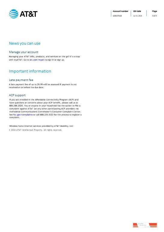 Saint Lucia internet business utility bill Word and PDF template, 3 page PSD template